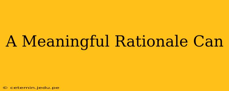 A Meaningful Rationale Can