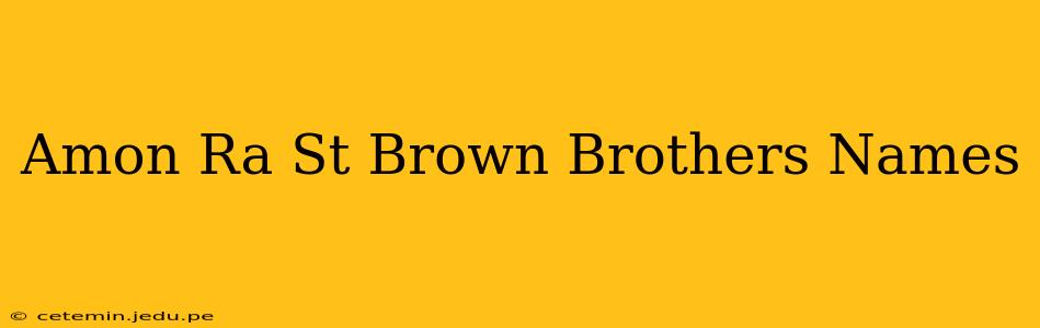 Amon Ra St Brown Brothers Names