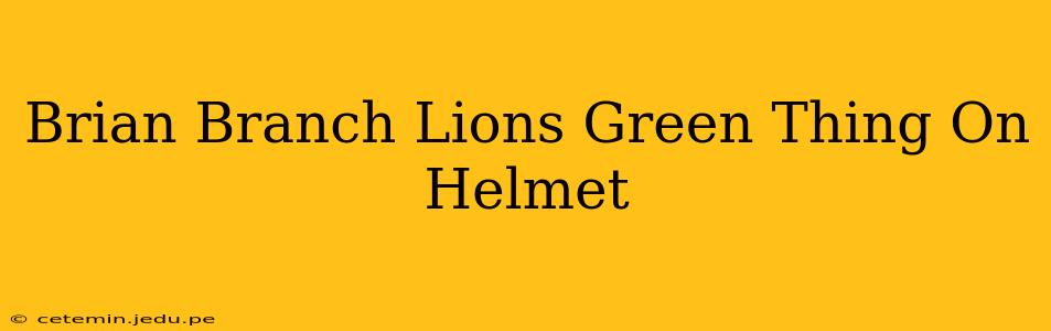 Brian Branch Lions Green Thing On Helmet