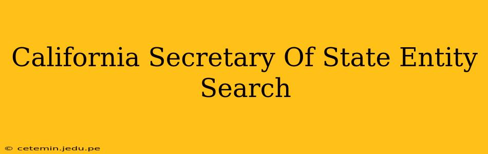California Secretary Of State Entity Search