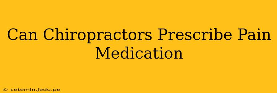 Can Chiropractors Prescribe Pain Medication