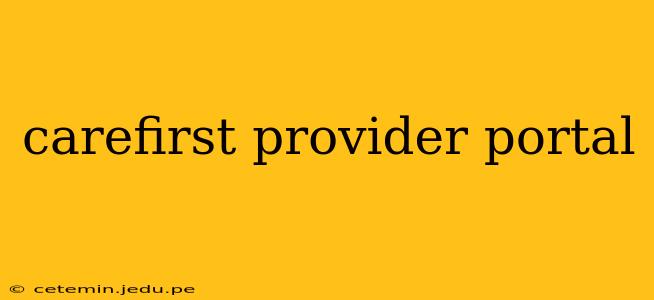 carefirst provider portal