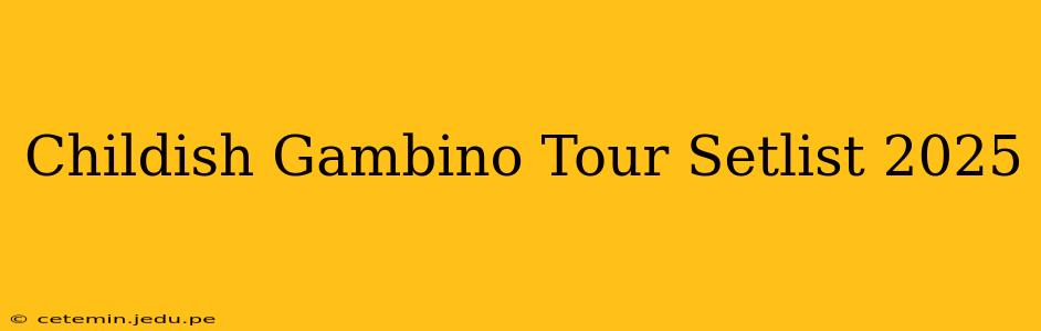 Childish Gambino Tour Setlist 2025