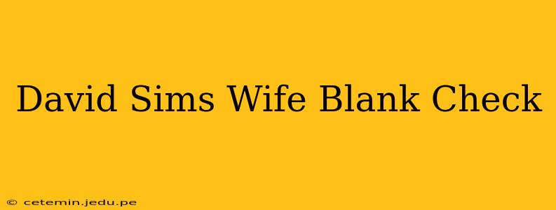David Sims Wife Blank Check