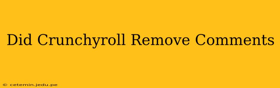 Did Crunchyroll Remove Comments