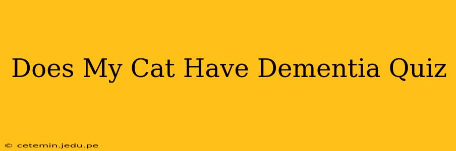 Does My Cat Have Dementia Quiz