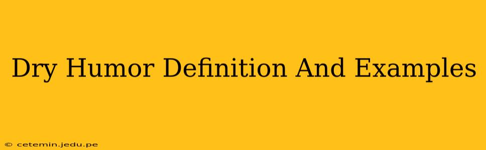Dry Humor Definition And Examples