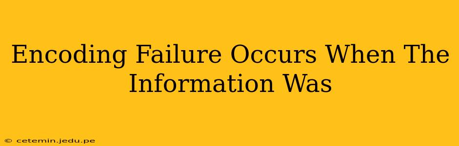 Encoding Failure Occurs When The Information Was