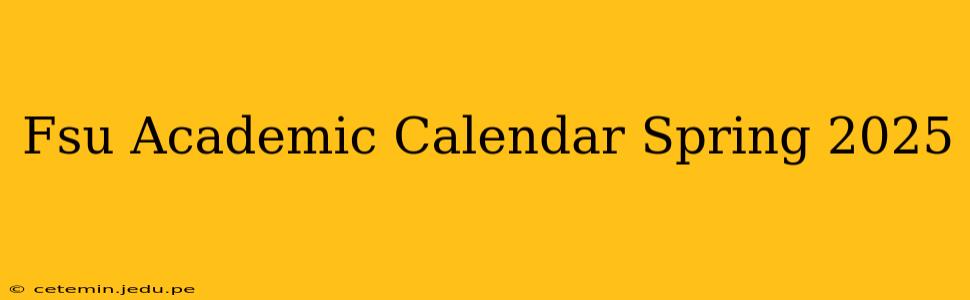Fsu Academic Calendar Spring 2025