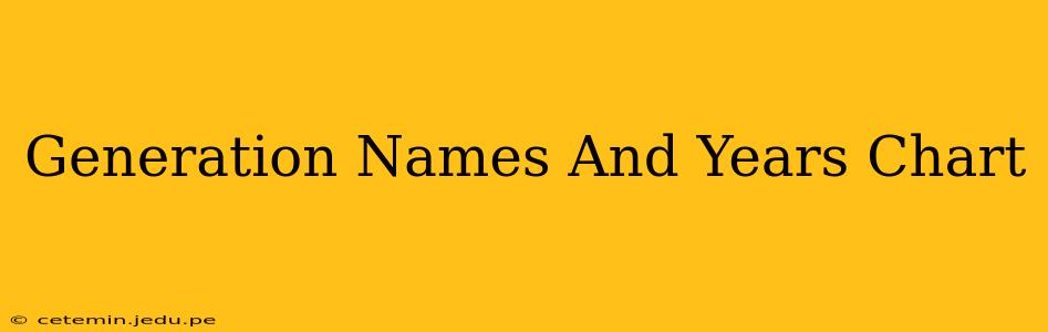 Generation Names And Years Chart