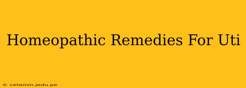 Homeopathic Remedies For Uti