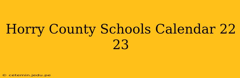 Horry County Schools Calendar 22 23