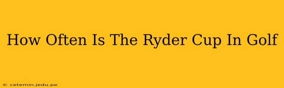 How Often Is The Ryder Cup In Golf