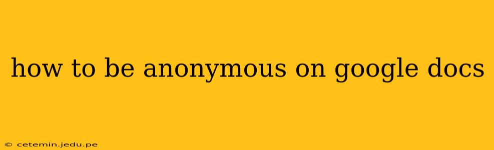 how to be anonymous on google docs