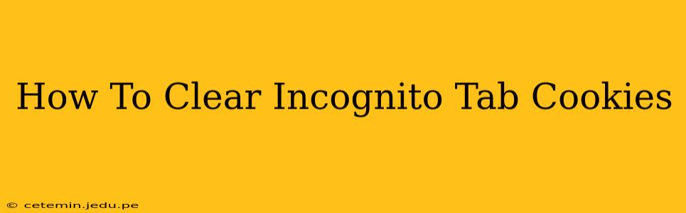 How To Clear Incognito Tab Cookies