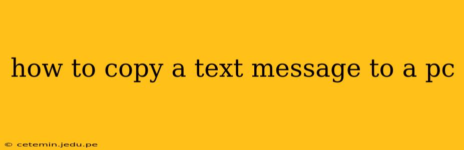 how to copy a text message to a pc