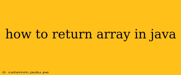 how to return array in java