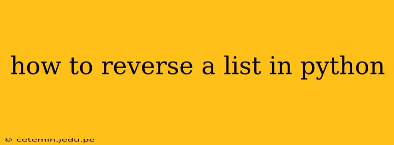 how to reverse a list in python