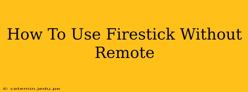 How To Use Firestick Without Remote