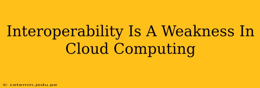 Interoperability Is A Weakness In Cloud Computing
