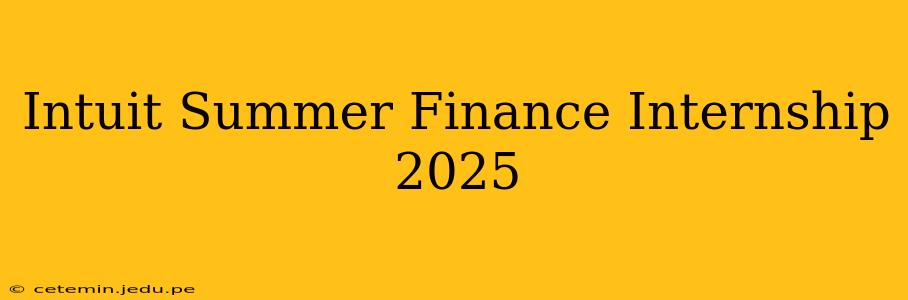 Intuit Summer Finance Internship 2025