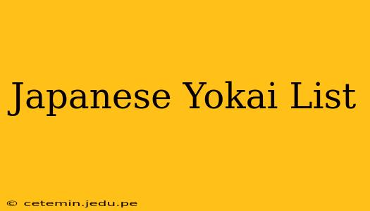 Japanese Yokai List