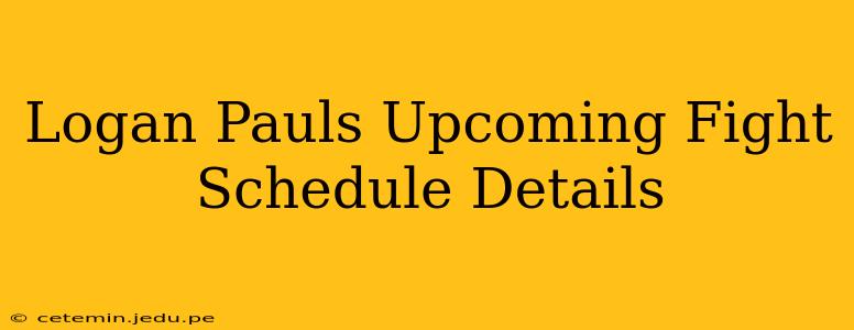 Logan Pauls Upcoming Fight Schedule Details