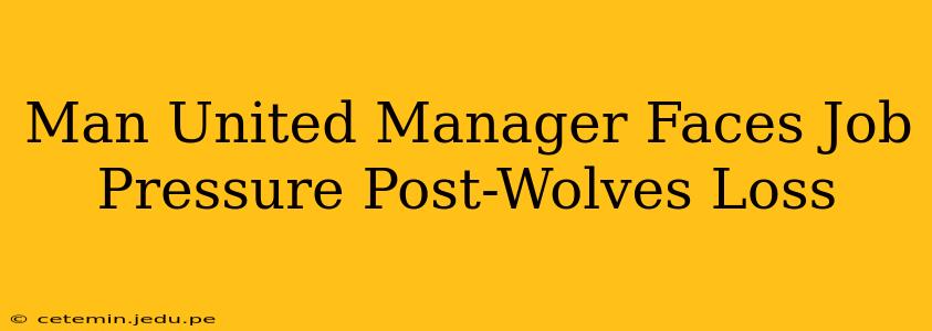 Man United Manager Faces Job Pressure Post-Wolves Loss