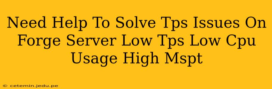 Need Help To Solve Tps Issues On Forge Server Low Tps Low Cpu Usage High Mspt