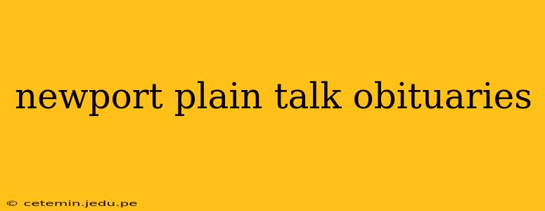 newport plain talk obituaries