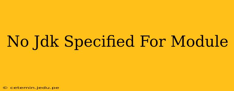 No Jdk Specified For Module