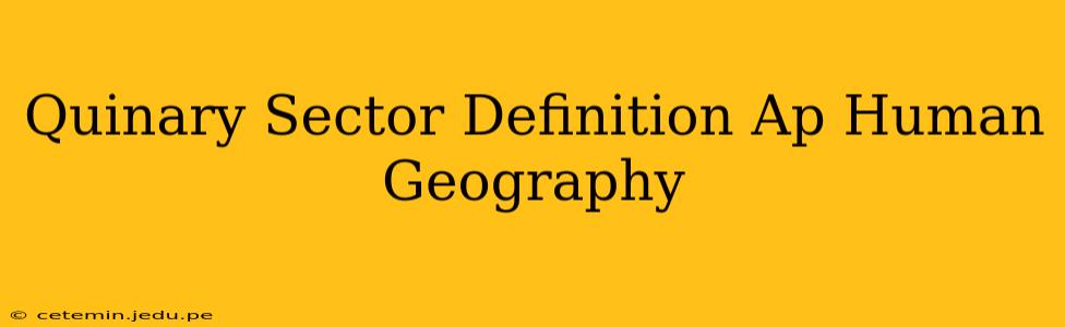Quinary Sector Definition Ap Human Geography