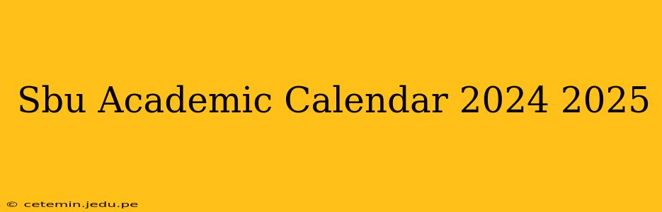 Sbu Academic Calendar 2024 2025