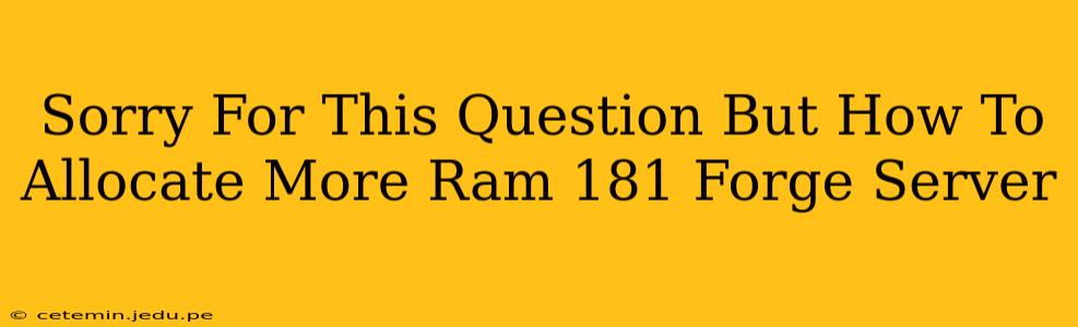 Sorry For This Question But How To Allocate More Ram 181 Forge Server