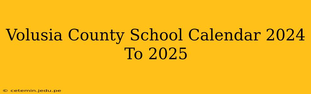 Volusia County School Calendar 2024 To 2025