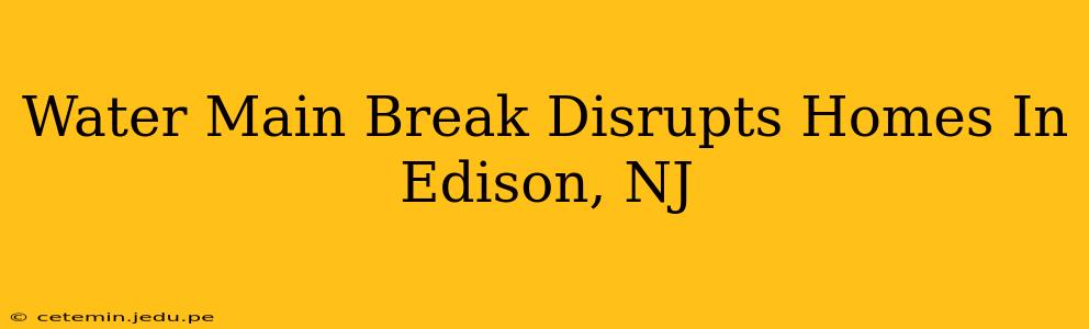 Water Main Break Disrupts Homes In Edison, NJ