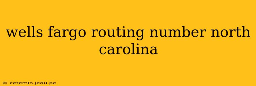 wells fargo routing number north carolina
