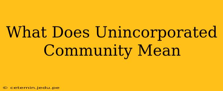 What Does Unincorporated Community Mean