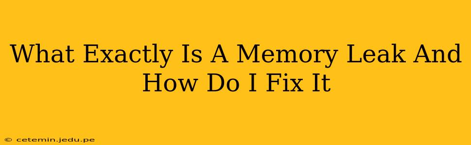 What Exactly Is A Memory Leak And How Do I Fix It