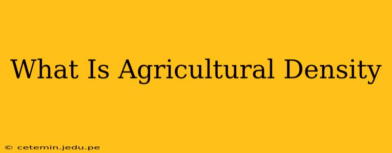 What Is Agricultural Density