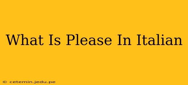 What Is Please In Italian