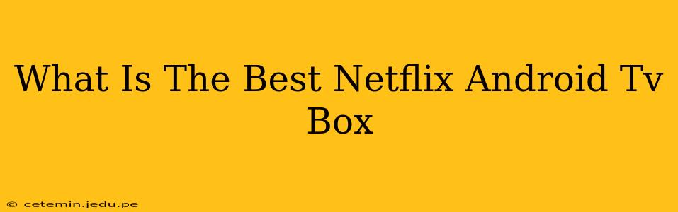 What Is The Best Netflix Android Tv Box
