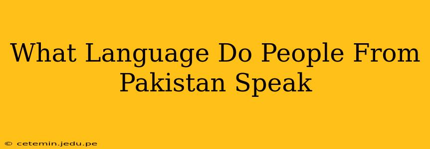 What Language Do People From Pakistan Speak
