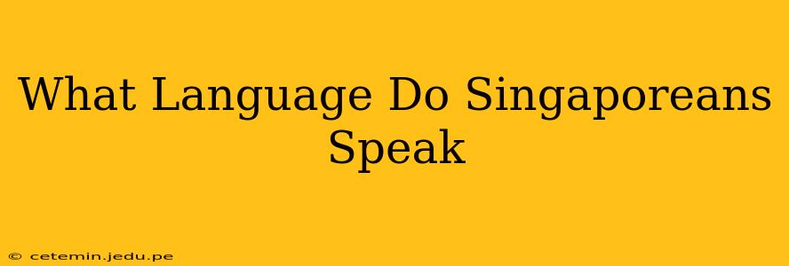 What Language Do Singaporeans Speak
