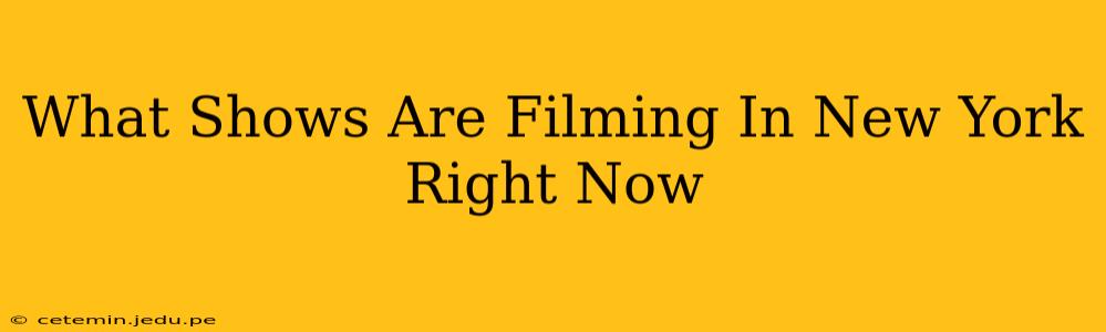 What Shows Are Filming In New York Right Now