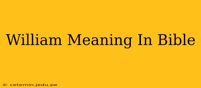 William Meaning In Bible